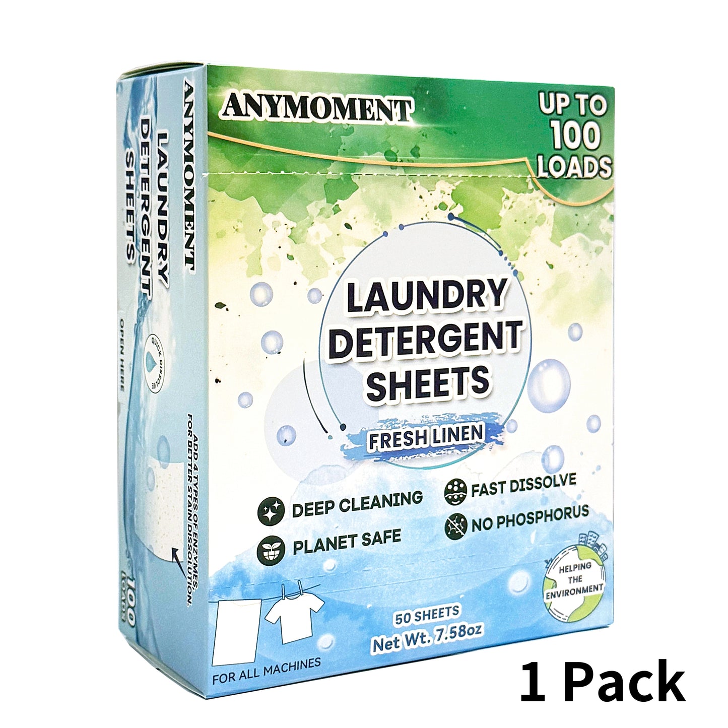 Anymonent Laundry Detergent Sheets 100 Loads – Dissolvable Laundry Sheet for Washing Machines, Compact Alternative to Liquid & Powder Detergent, Travel-Friendly Soap | Fragrance Free