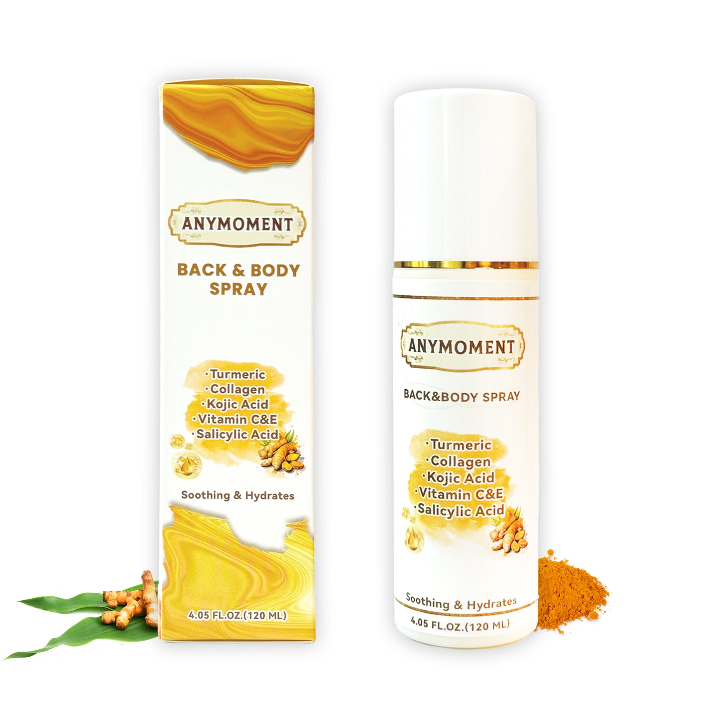 ANYMOMENT Turmeric Back & Body Spray for Dark Spot Removal - Enriched with turmeric, this gentle and non-irritating spray is perfect for caring for skin blemishes!