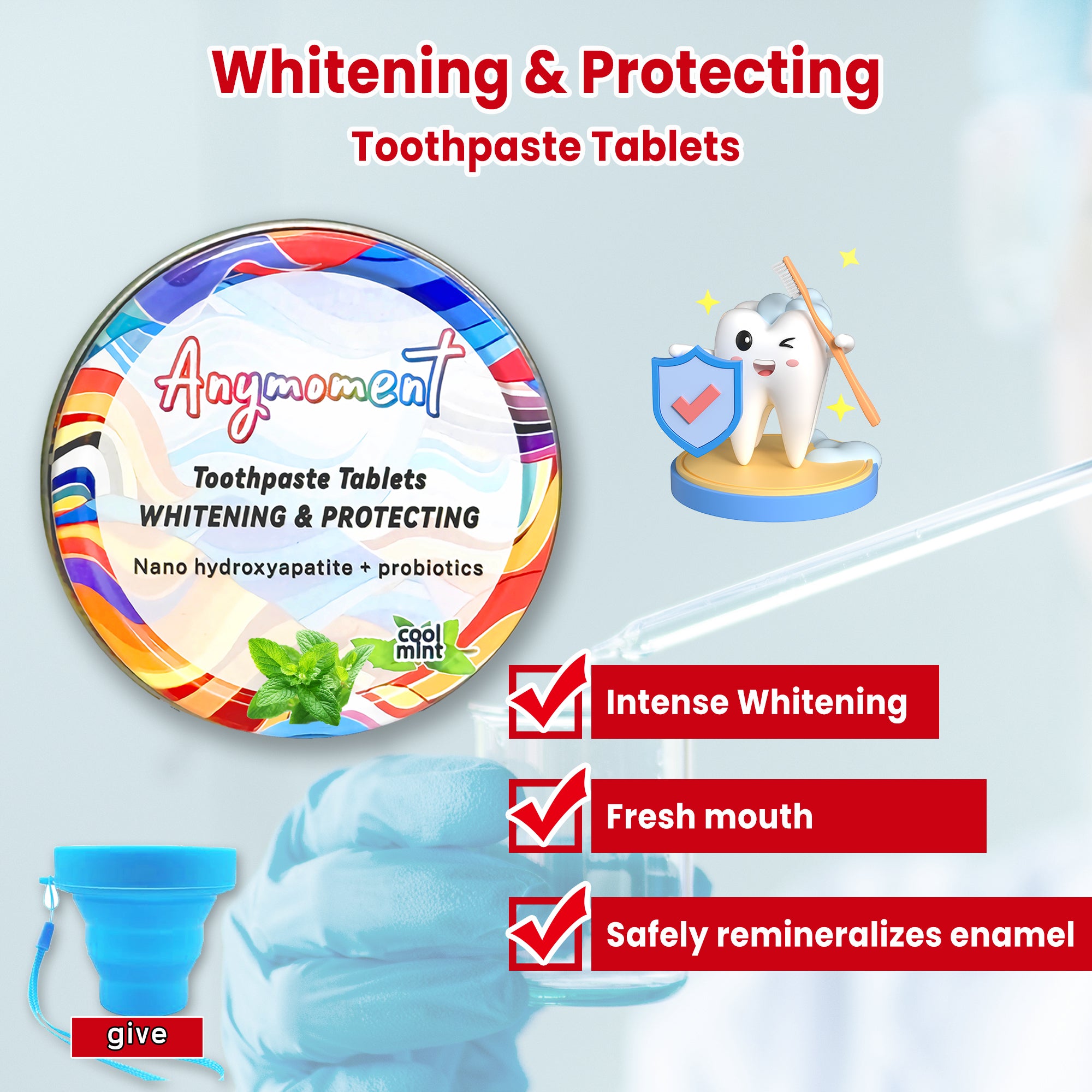 Quantum Toothpaste Anymoment Toothpaste Tablets With 7.5% Nano-Hydroxyapatite,remineraliz
